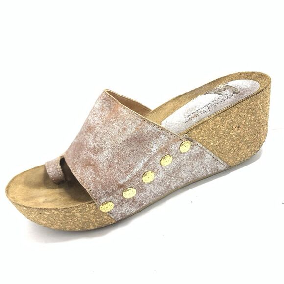 Donald Pliner Shoes - Donald J Pliner Metallic Leather Ginie Platform Slides Sandals Size 9.5 B Women